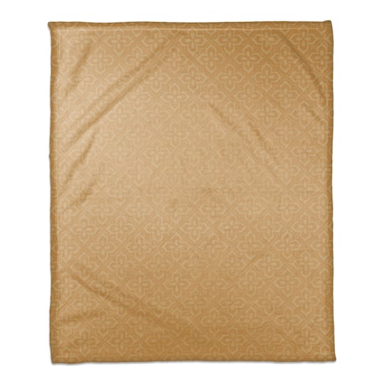 Yellow Medallion Pattern Coral Fleece Blanket